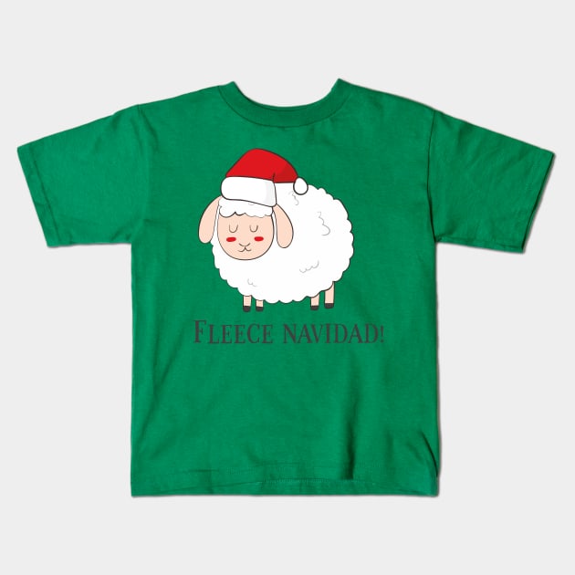 Fleece Navidad, Funny Cute Sheep Christmas Kids T-Shirt by Dreamy Panda Designs